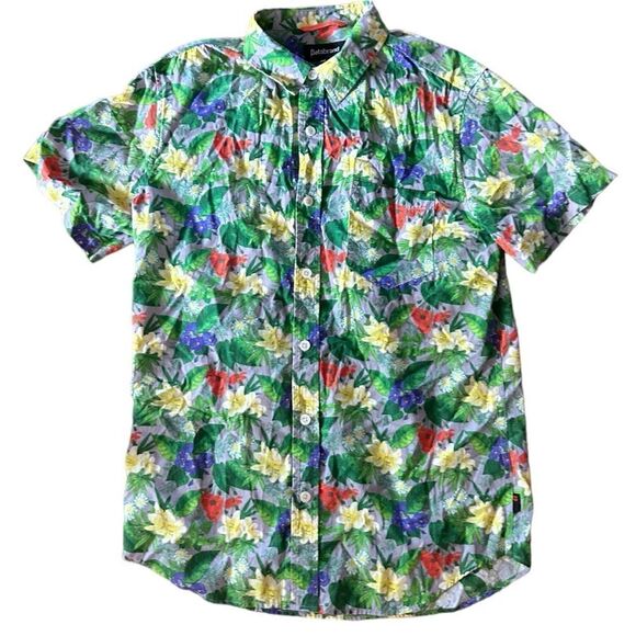 Betabrand Other - BETABRAND Men’s Hawaiian Aloha Shirt Tropical Nature Floral Scene Size Medium